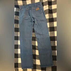 RARE Wrangler Factory STITCH CREASE Jeans Men's 34 x 34 * SEE PICS & DETAILS